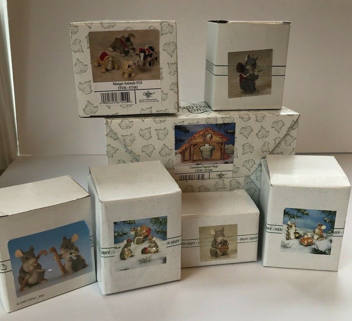 Charming Tails Nativity Christmas Set Fitz And Floyd Dean Griff 15 Pieces &boxes Charming Tails Christmas Set