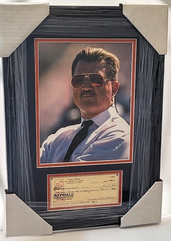 Mike Ditka Iron Mike SIGNED Cancelled  check Chicago Bears Autograph COA FRAMED Без бренда