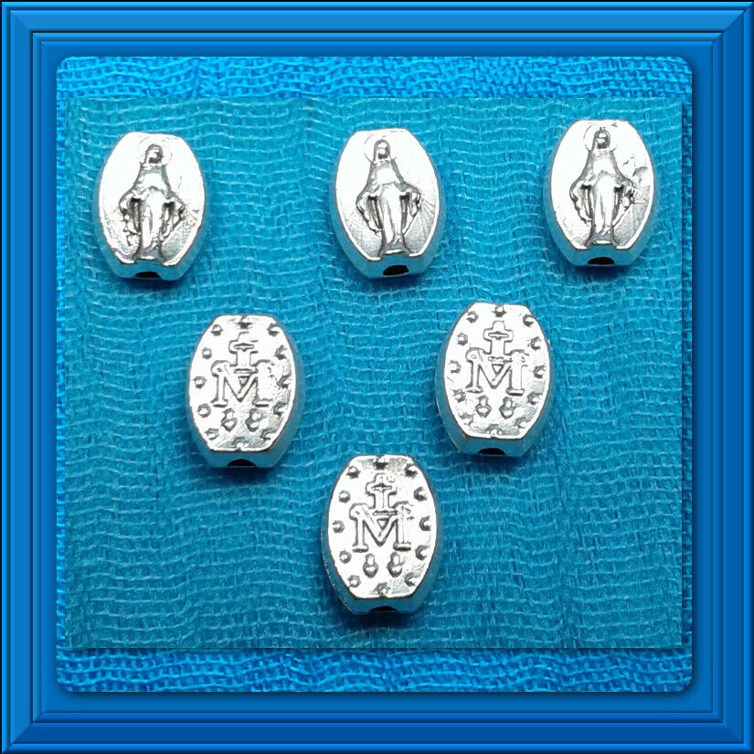 Miraculous Medal Rosary Parts Our Father Beads 6Pcs Lot OVAL 9mm ITALIAN On Sale Без бренда - фотография #3