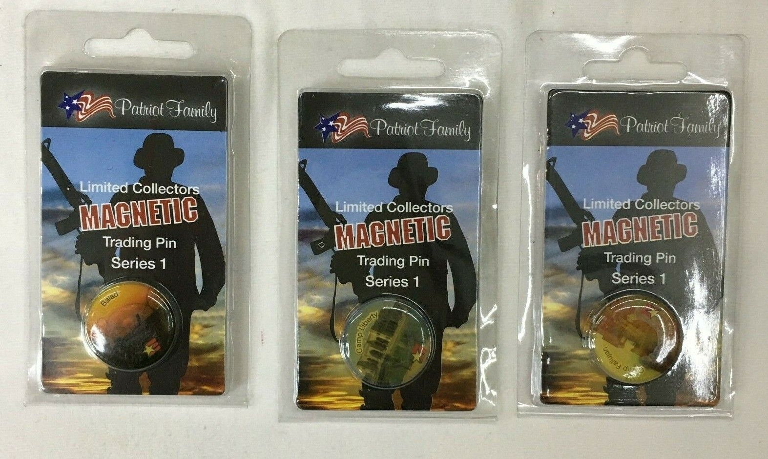 Magnetic Trading Pin, Patriot Family Limited Collectors Iraq, 3 Pin Lot Series 1 Без бренда