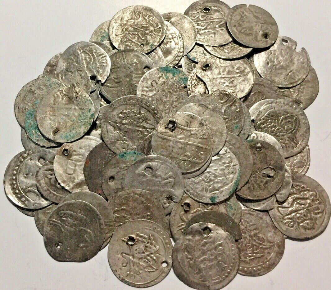 Lot 5 original Islamic silver para coins/Ottoman Empire Abdul Hamid Selim Mahmud Без бренда - фотография #2