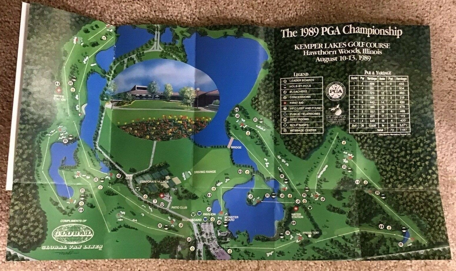 1989 PGA CHAMPIONSHIP 3 TICKETS+ KEMPER LAKES GUIDE/MAP+ 5Extras - PAYNE STEWART PGA - фотография #10
