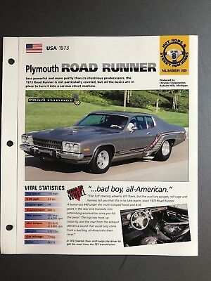 1973 Plymouth Road Runner IMP "Hot Cars" Spec Sheet Folder Brochure Awesome L@@K Без бренда Road Runner