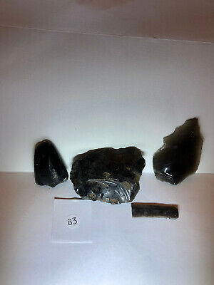 PRE COLUMBIAN AUTHENTIC MAYAN OBSIDIAN (4)TOOLS SCRAPING CUTTING BLADES PKG. Без бренда