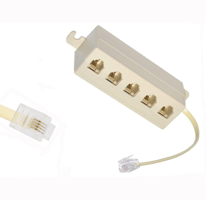 Beige RJ11 6P4C Male to 5 Female Outlet Ports Socket Telephone Phone Cable Line  Does not apply - фотография #3