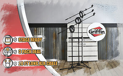 GRIFFIN Microphone Stand 3-PACK Boom Arm Holder XLR Cable Mic Clip Stage Studio Griffin LG-AP3614(3)Cable - фотография #11