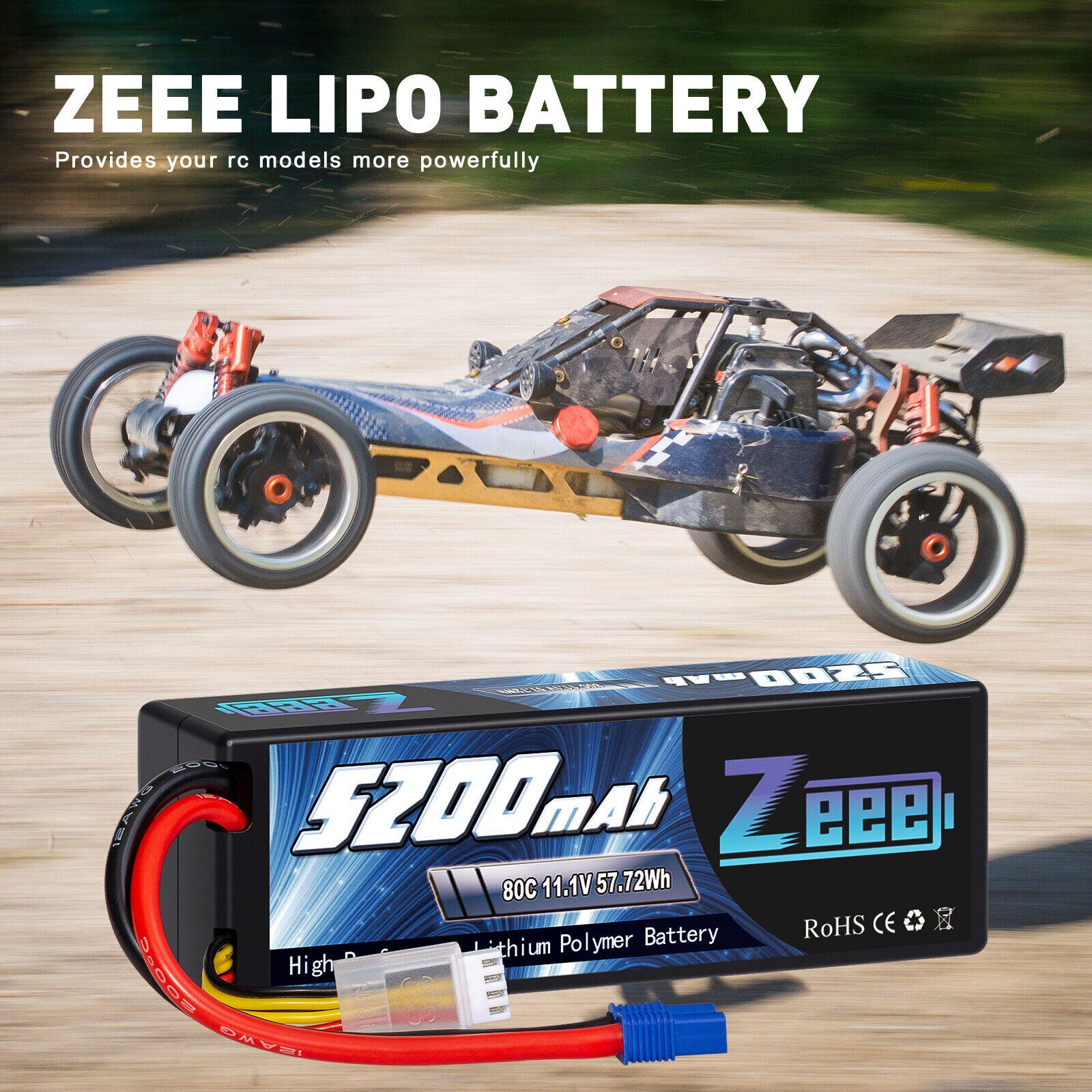2x Zeee 11.1V 80C 5200mAh EC3 3S LiPo Battery for RC Car Truck Helicopter Buggy ZEEE Does Not Apply - фотография #8