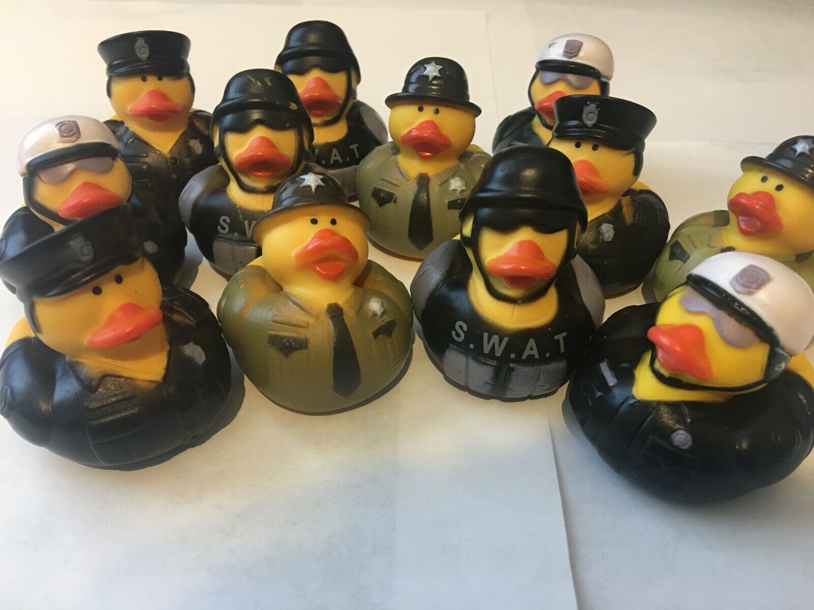 New 12 Lot RUBBER DUCKIES Police Law Enforcement SWAT Heroes Ducks Party 2" x 2" OTC 16/1295