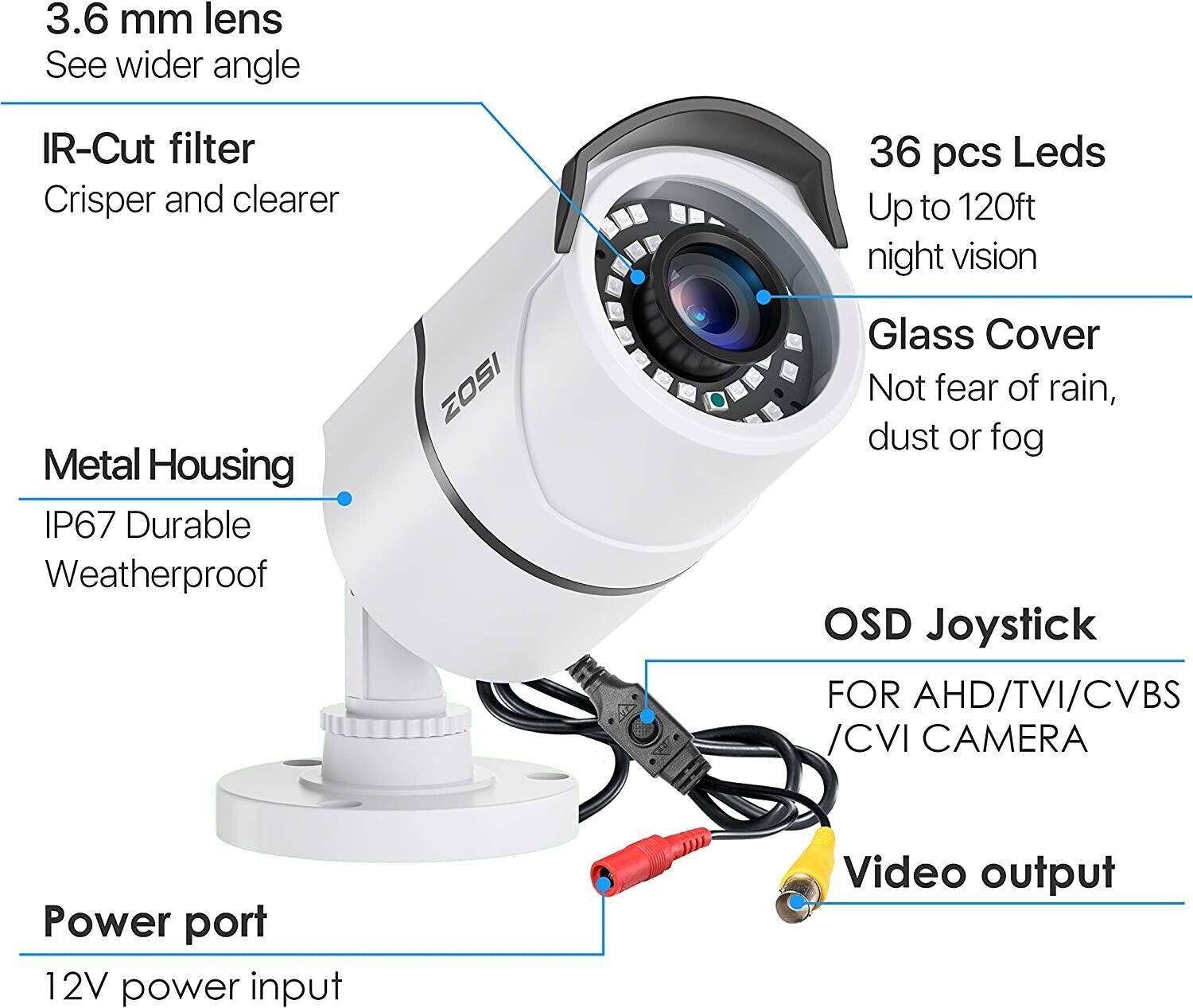 ZOSI 4PCS 4in1 1080P Waterproof Home Outdoor Security Camera Surveillance 120ft ZOSI Does Not Apply - фотография #2