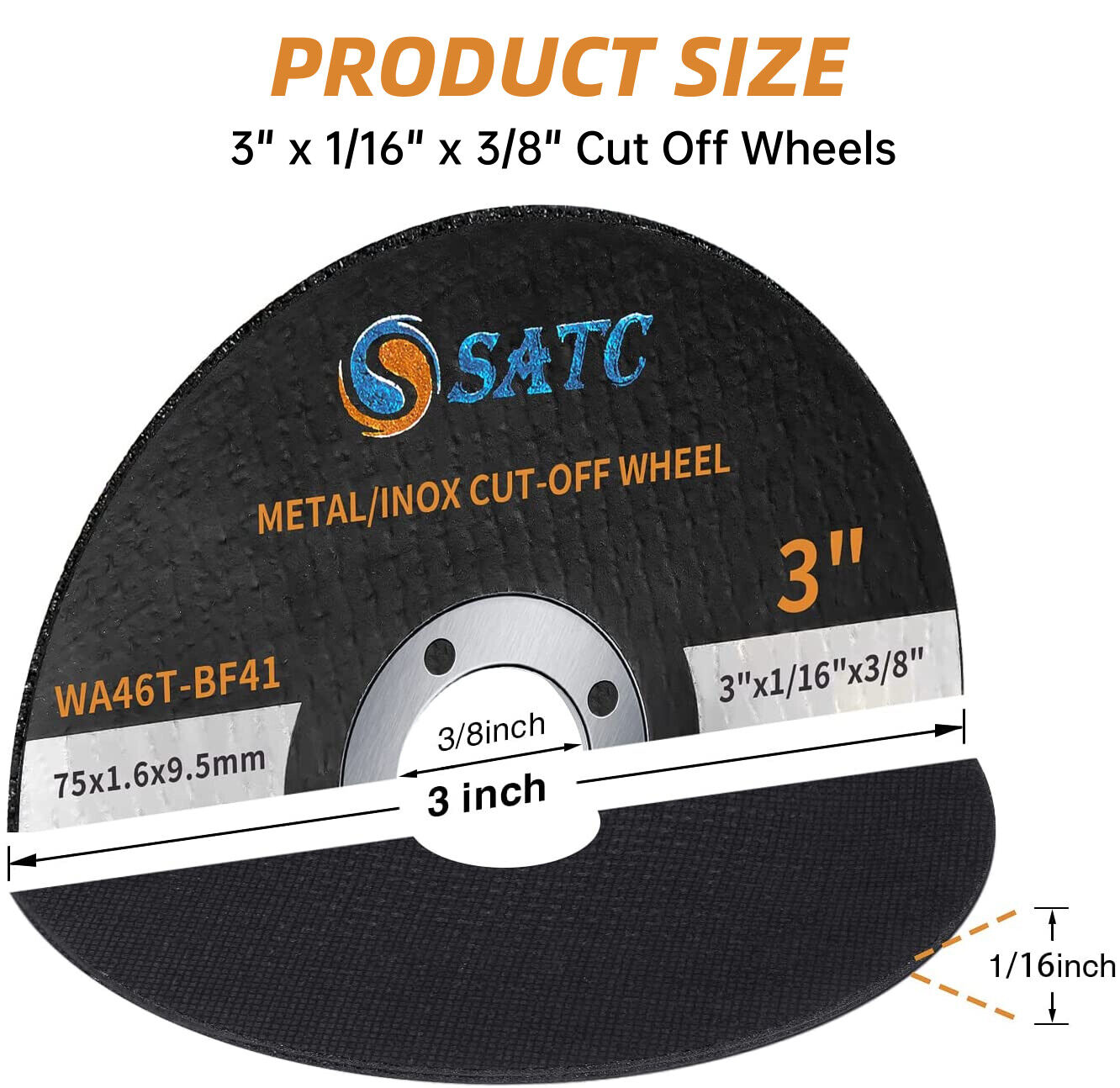 50 Pack 3 in Cut Off Wheels with 3/8" Arbor Metal Cutting Disc Die Grinder Tool Satc Does Not Apply - фотография #2