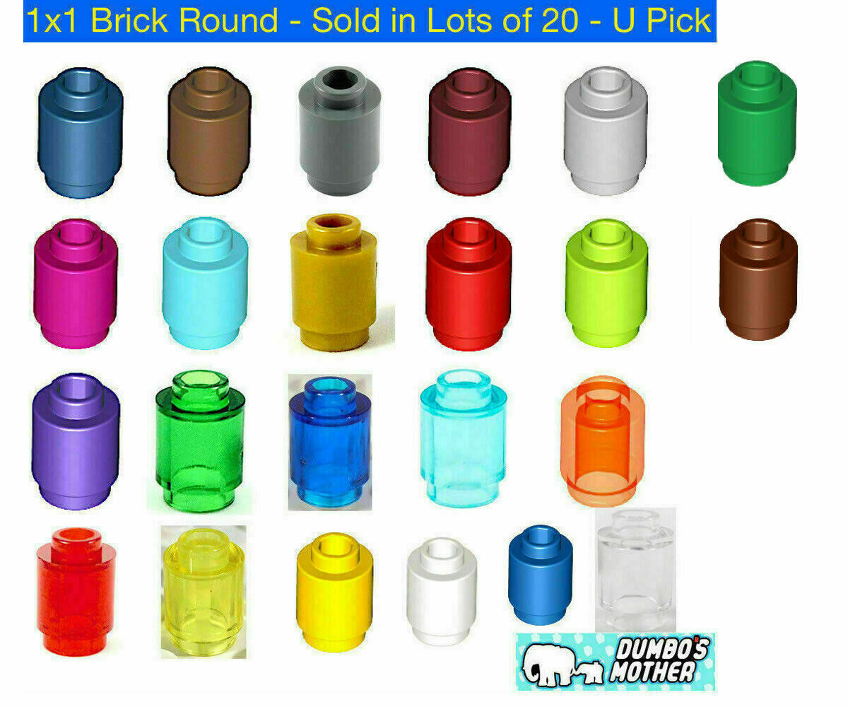 Lego 1x1 Brick Round Tube Column Pick Color Black Gray Trans Blue Yellow NEW X20 LEGO 3062b - фотография #2