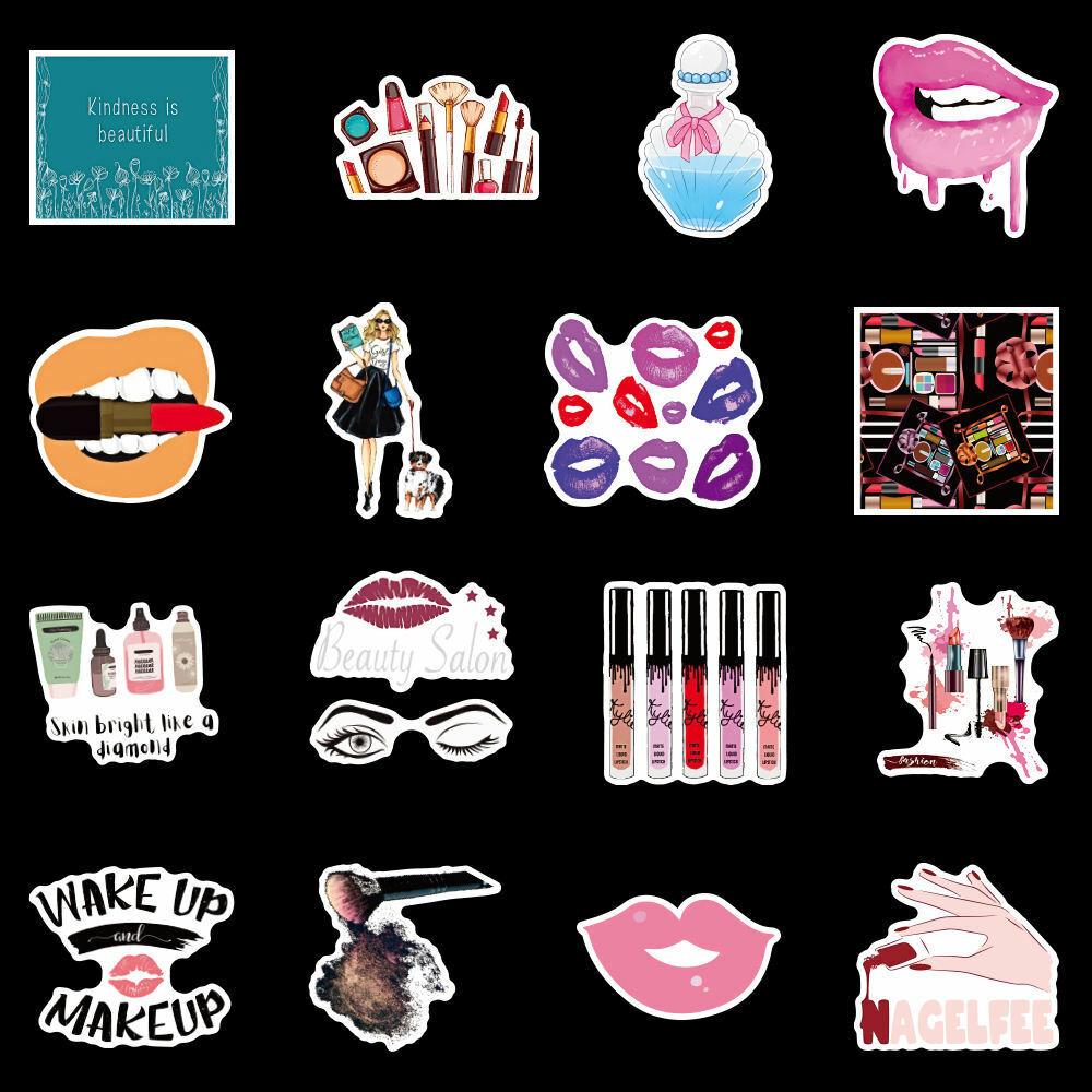 100pcs Makeup Cosmetics Stickers Cute Aesthetic Hydro Flask Laptop Girls Girlie Hyperealm - фотография #5