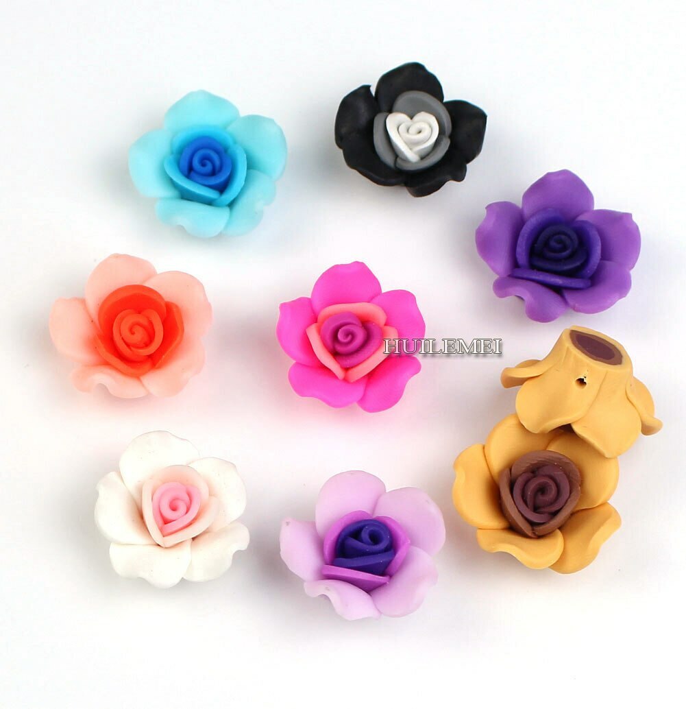 20pcs/lot 25mm Mixed Color Polymer Clay Flower Beads DIY Bracelet Jewelry Making HUILEMEI Does Not Apply - фотография #2