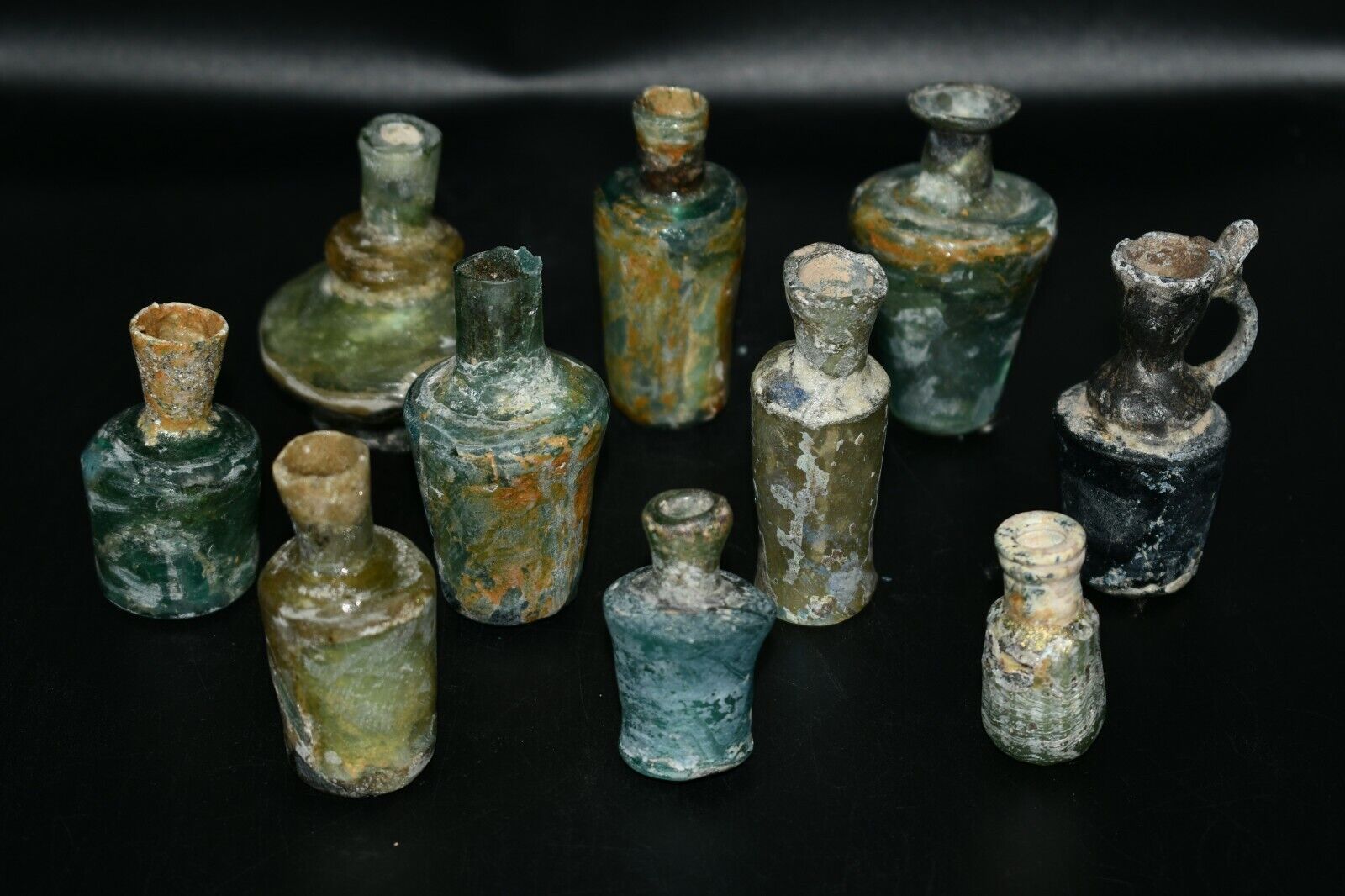 Lot Sale 10 Authentic Ancient Roman Glass Bottles & Vessels With Lovely Patina Без бренда