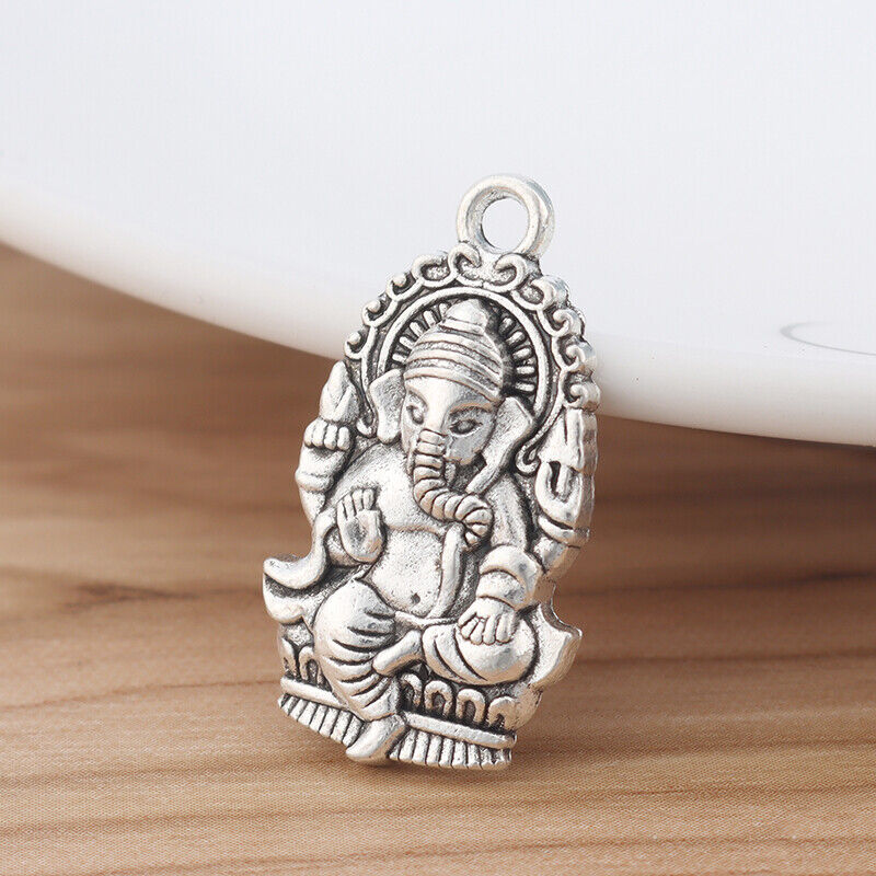 5pcs Tibetan Silver Elephant Ganesha Charms Pendants Beads for Jewellery Making Unbranded Does not apply
