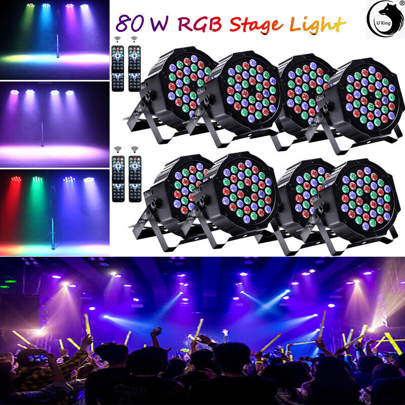 8PCS 80W 36 LED RGB Stage Lighting PAR Light Beam DMX Party Disco DJ Lights U`King Does Not Apply