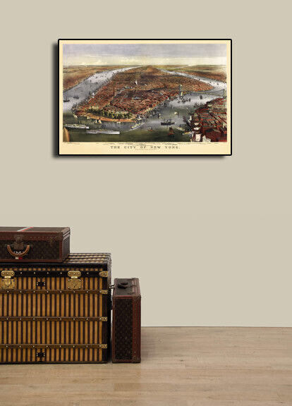 1870 New York City, New York Vintage Old Panoramic NY City Map - 16x24 Без бренда - фотография #3