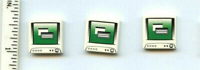 LEGO x 3 White Tile 2 x 2 with Computer Monitor Pattern 1 with Gray Power Switch LEGO 3068bpb0062