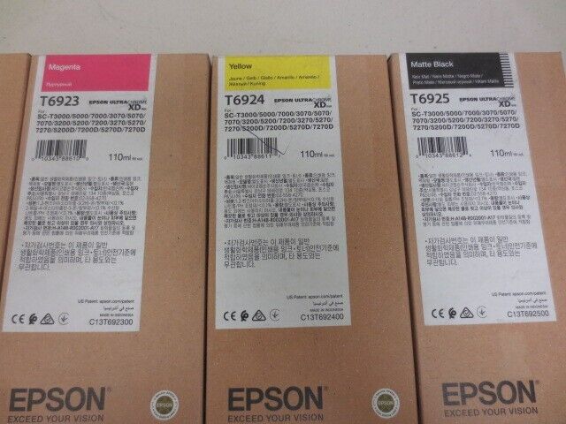 5x Ink Epson Surecolor T6921-T6925 Set for SC-T3000 SC-T5000 SC-T7000 *NEW* Epson T6921, T6922, T6923, T6924, T6925 - фотография #3
