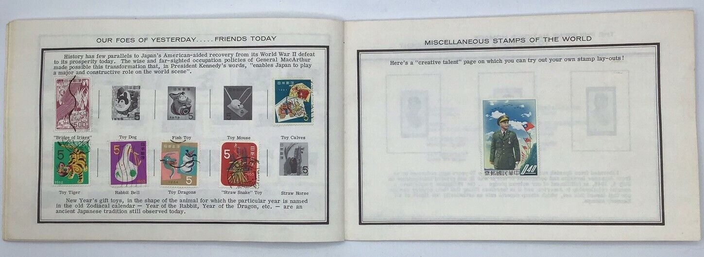 1974 J F Kennedy International Postage Stamp Album 83% full - 1st day JFK cover Kenmore Stamp Company - фотография #10