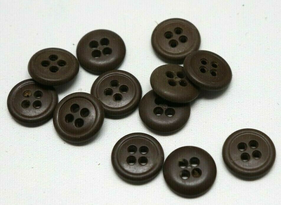 WWII US plastic buttons 5/8 inch 16mm 24L dark brown lot of 12 B9253 Без бренда - фотография #5