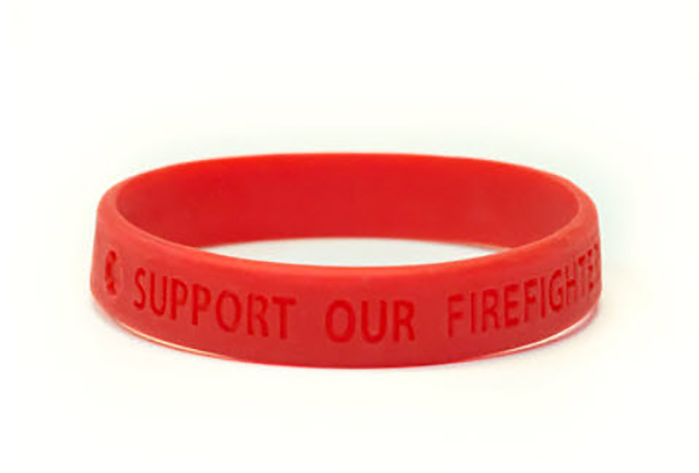 Set of 2 Support Our Firefighters Red Polyeslatomer Bracelet Wristband Magnet America W-MZ-Fire