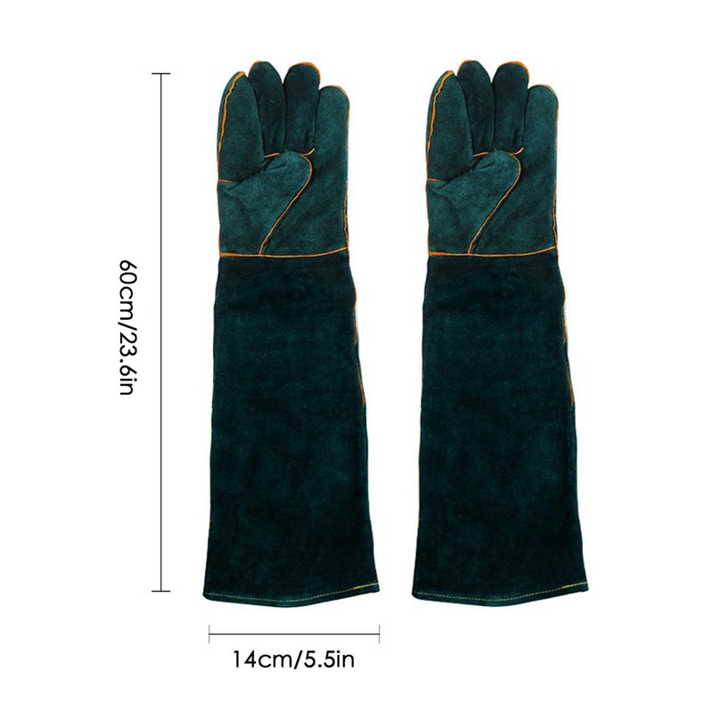  Leather Gloves Animal Handling Dog Cat Scratch Snake Bite Proof Long Mitts Unbranded - фотография #6