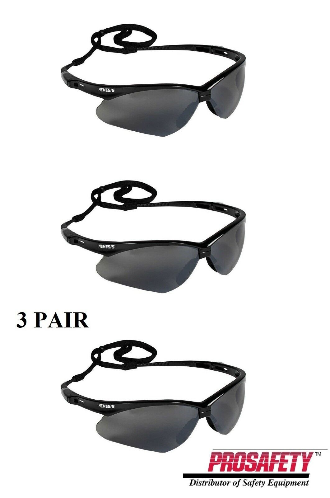 3 KleenGuard 25688 NEMESIS Smoke Mirror Gray Sunglasses Work Safety Glasses Z87+ Jackson Safety 25688