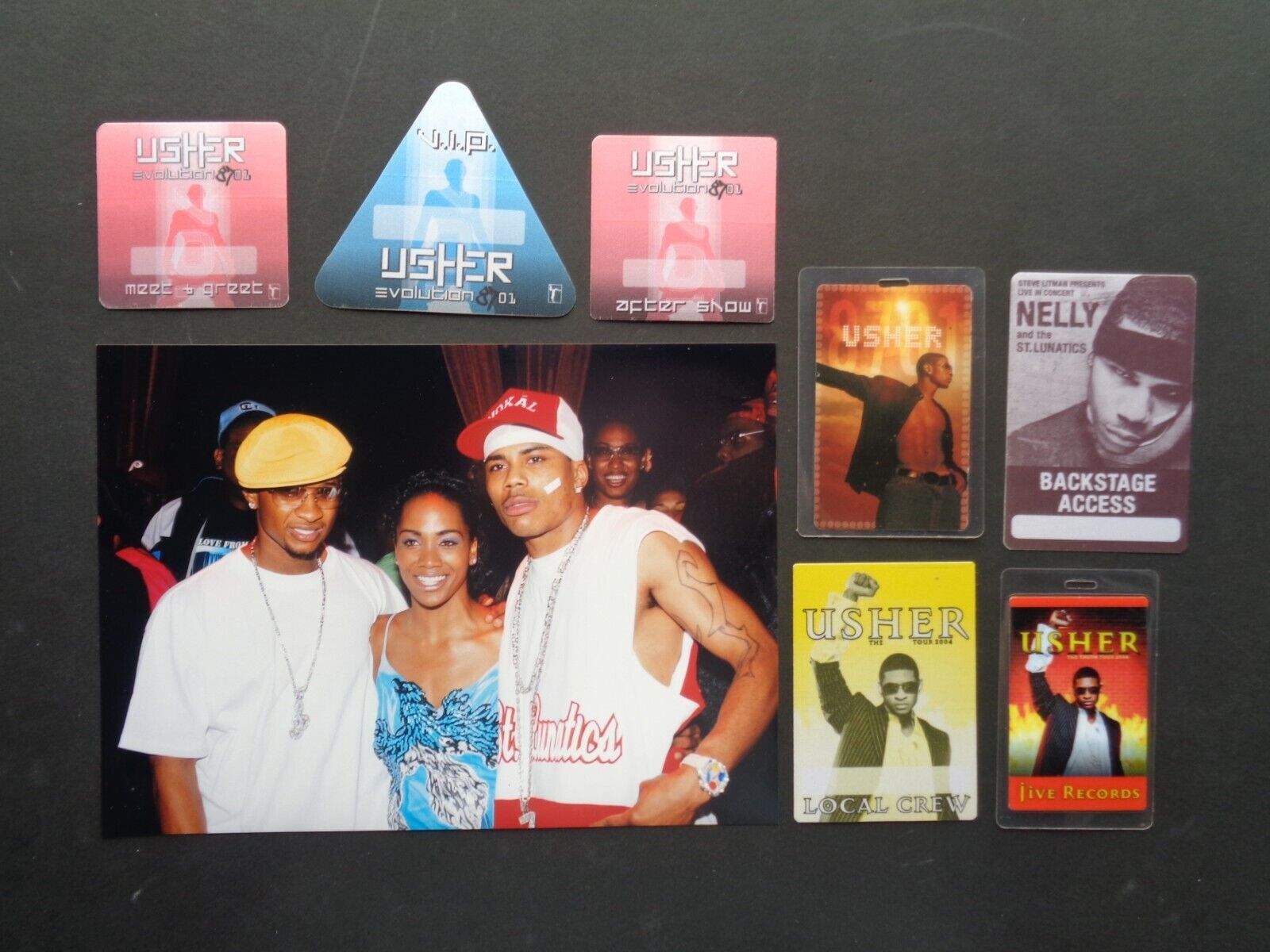USHER,w/ NELLY,Color Promo Photo,7 Original OTTO Backstage passes Без бренда