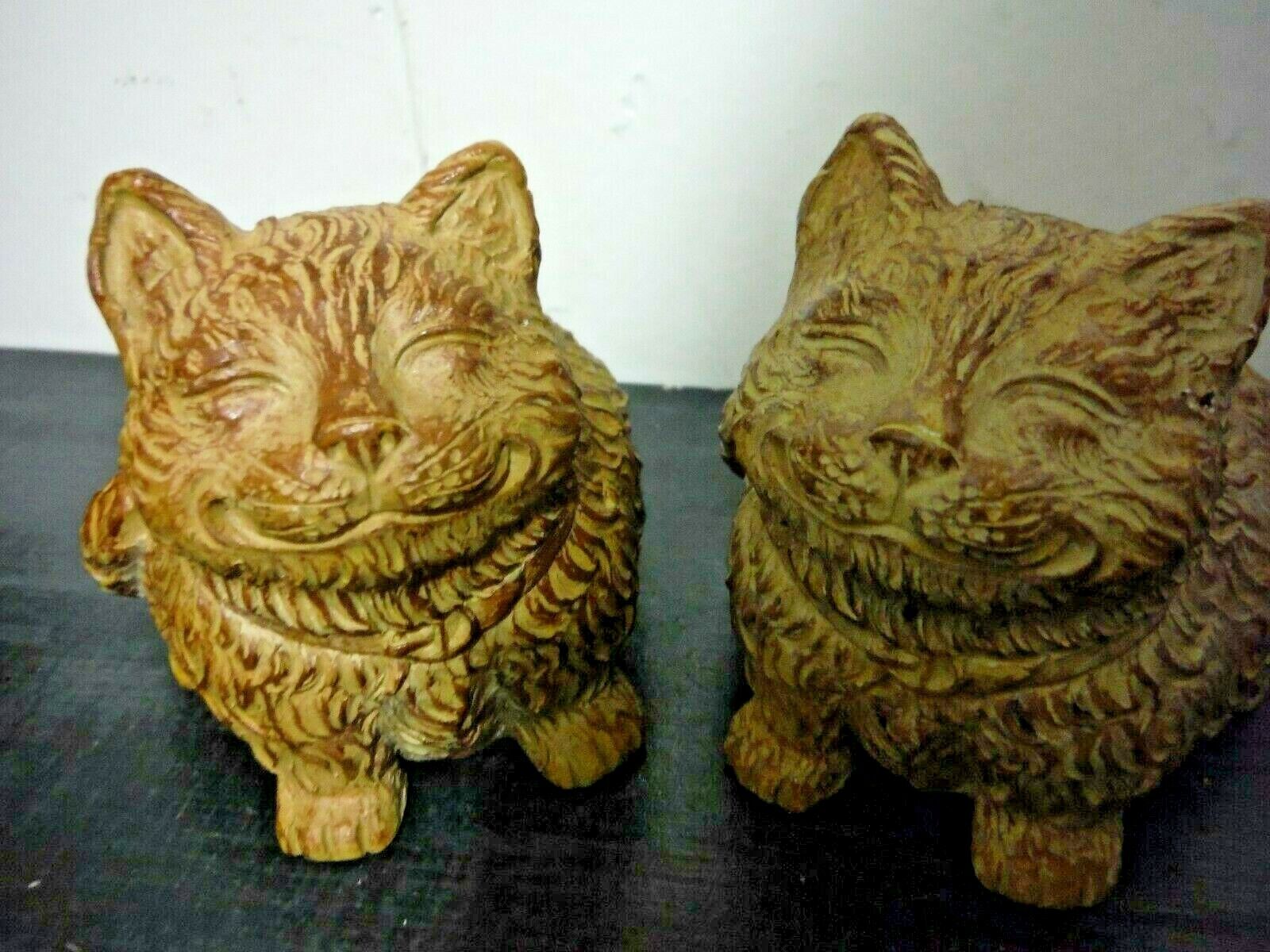 Pair Happy Brown Persian Resin Cat Kitty Figurines, 1 Candle Holder Unbranded - фотография #5