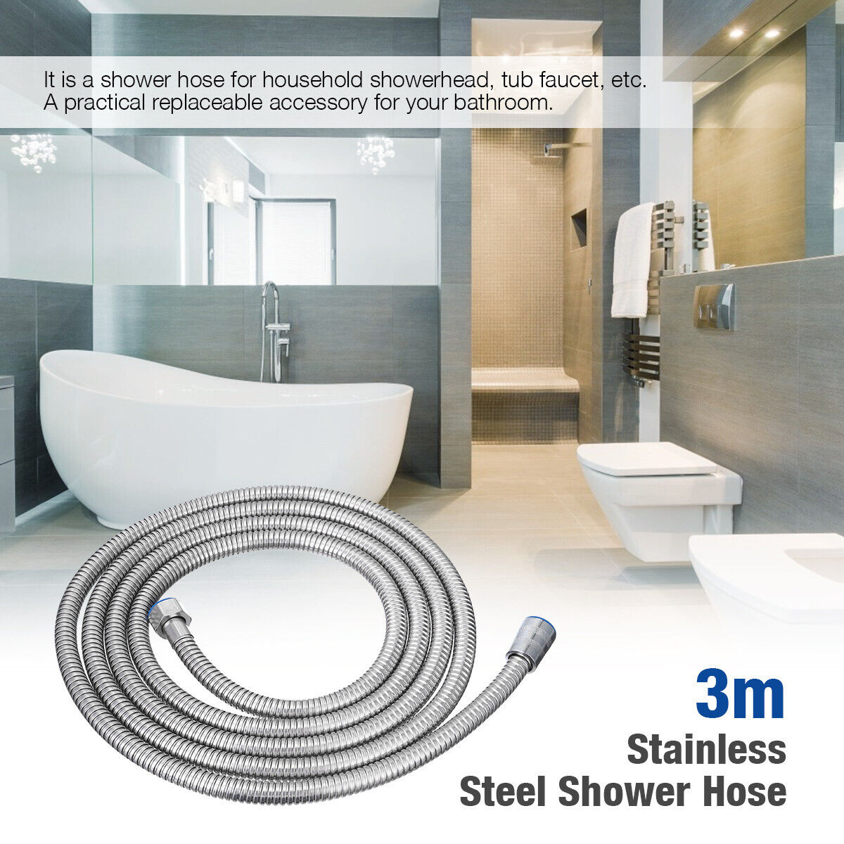 10FT Shower Head Hose Handheld Extra Long Stainless Steel Bathroom Flexible Tube Unbranded - фотография #9