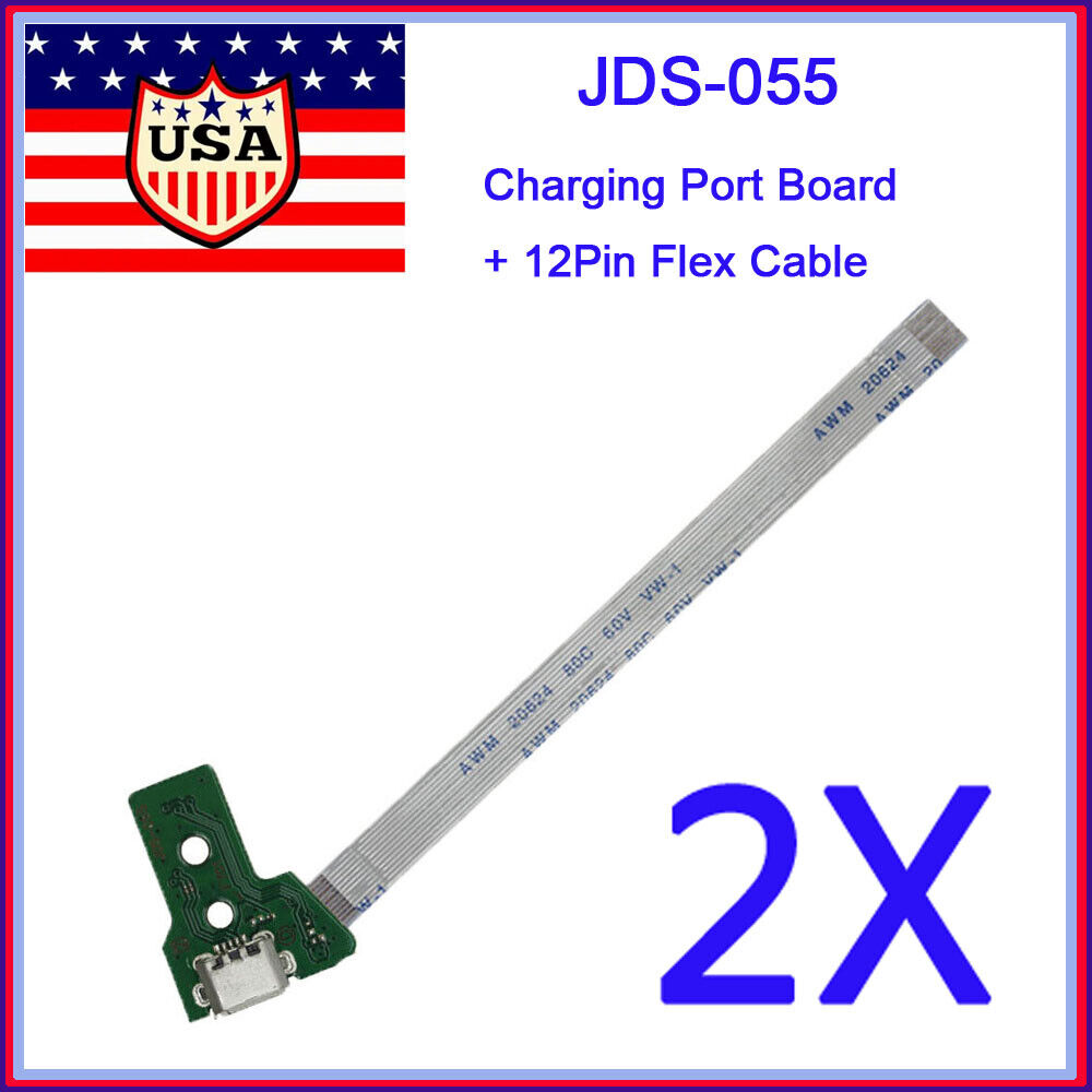 2X USB Charging Port Board JDS-055 With Flex Cable for Sony PlayStation 4 PS4 Unbranded JDS-055