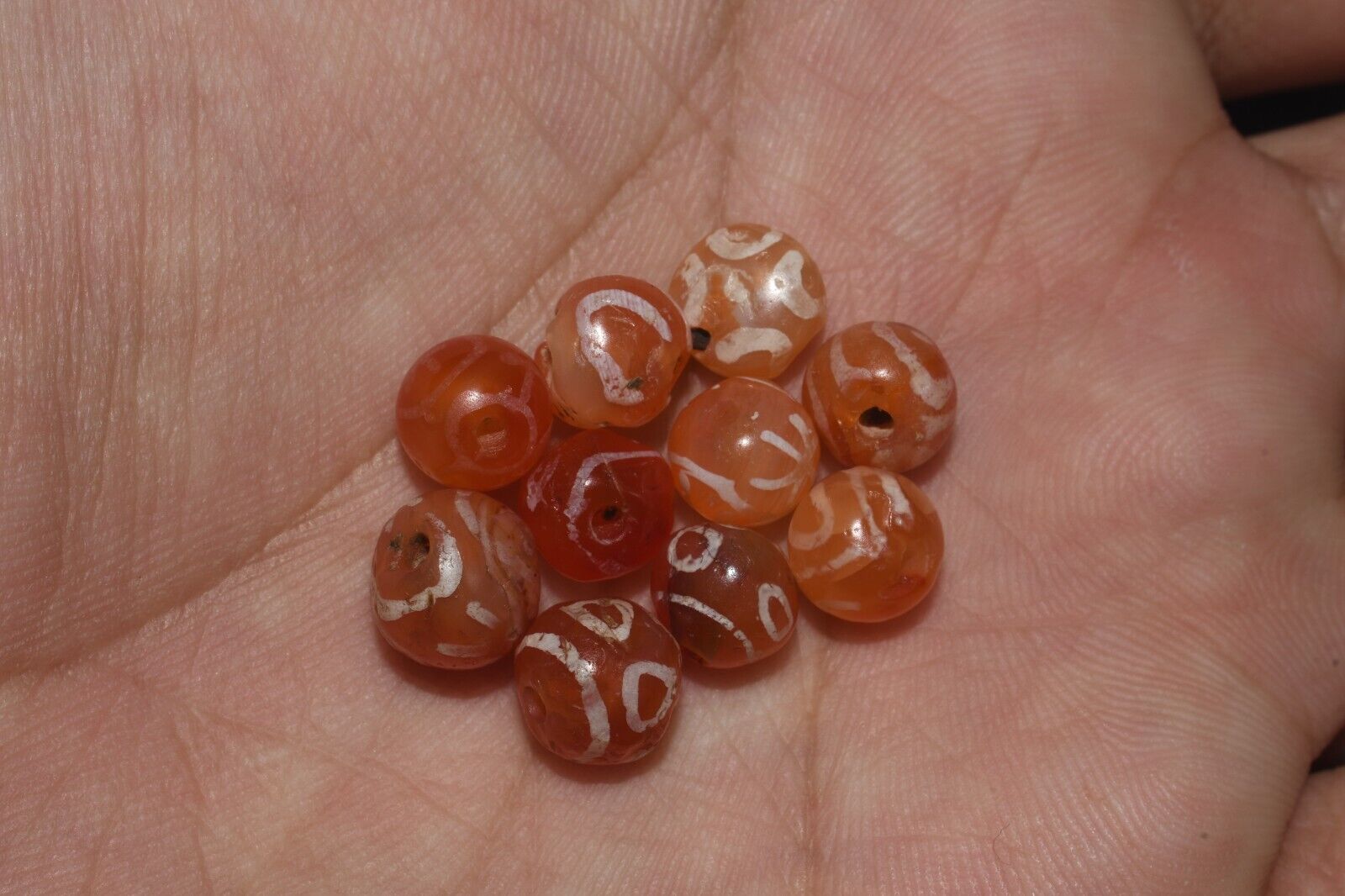 Authentic 10 Ancient Indus Valley Etched Round Carnelian Beads Ca. 2600-1700 BCE Без бренда - фотография #6