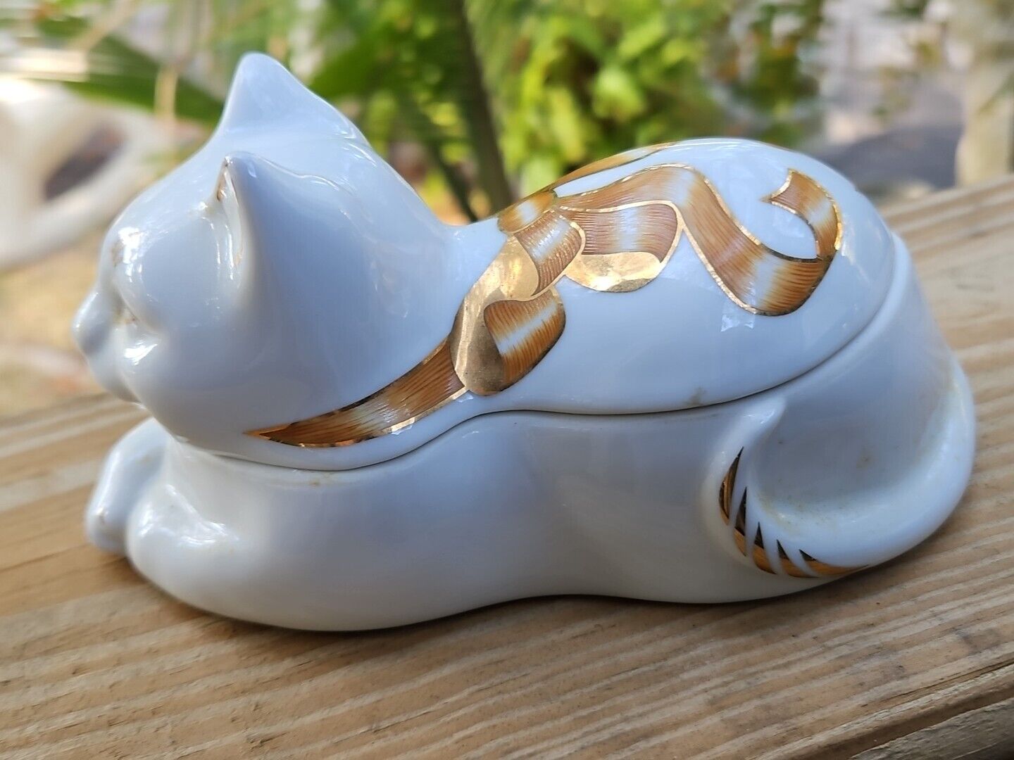 Elizabeth Arden Cat Trinket Box Candle Scented GOLD GILT Vintage Porcelain  Без бренда - фотография #6