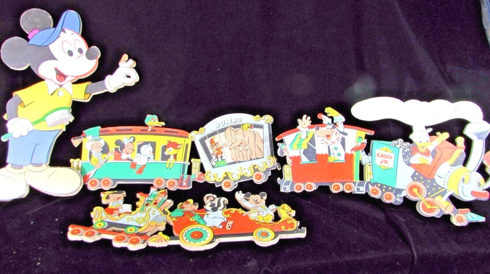Mickey Mouse Walt Disney Casey Jr Train Nursery Wall Hangings Vintage 1950s Disney