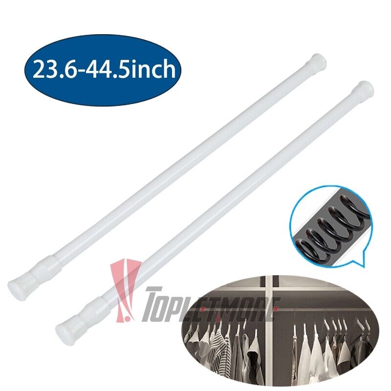 2X Adjustable Curtain Rod Bathroom Shower Tension Spring Extendable Rail White Unbranded does not apply
