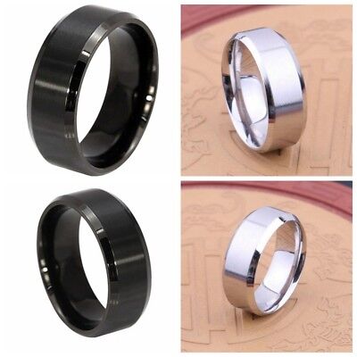 Wholesale 30Plain Stainless Steel Rings Silver Black Band Wedding Ring jewelry   Unbranded