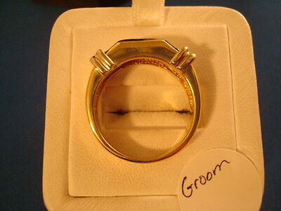 14K yg Bride & Groom Diamond Wedding Ring Set - 2ctw. - 19.5 grams tot. (#Tc21) Unknown Makers Mark - фотография #5