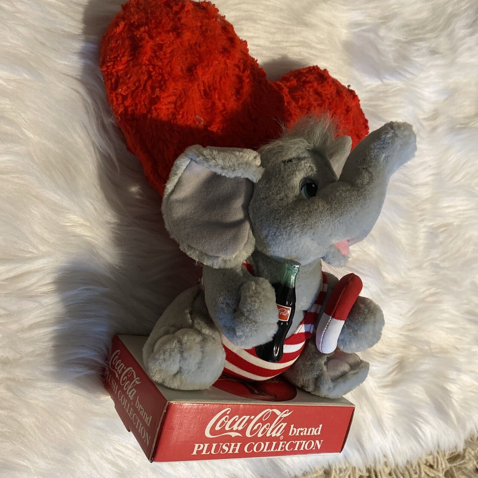 Vintage Coca-Cola Plush Collection Grey Stuffed Elephant 1993 Summer Swim Coca-Cola - фотография #3