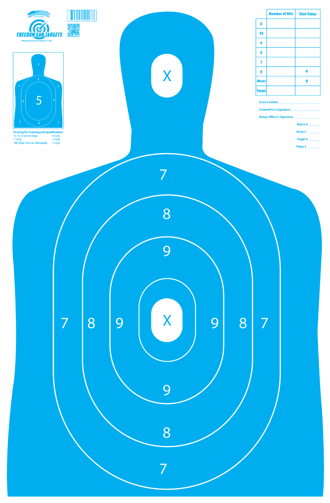 Freedom Gun Targets Blue Silhouette Shooting and Training Target 23"x35" 25 Pack Freedom Gun Targets 96282