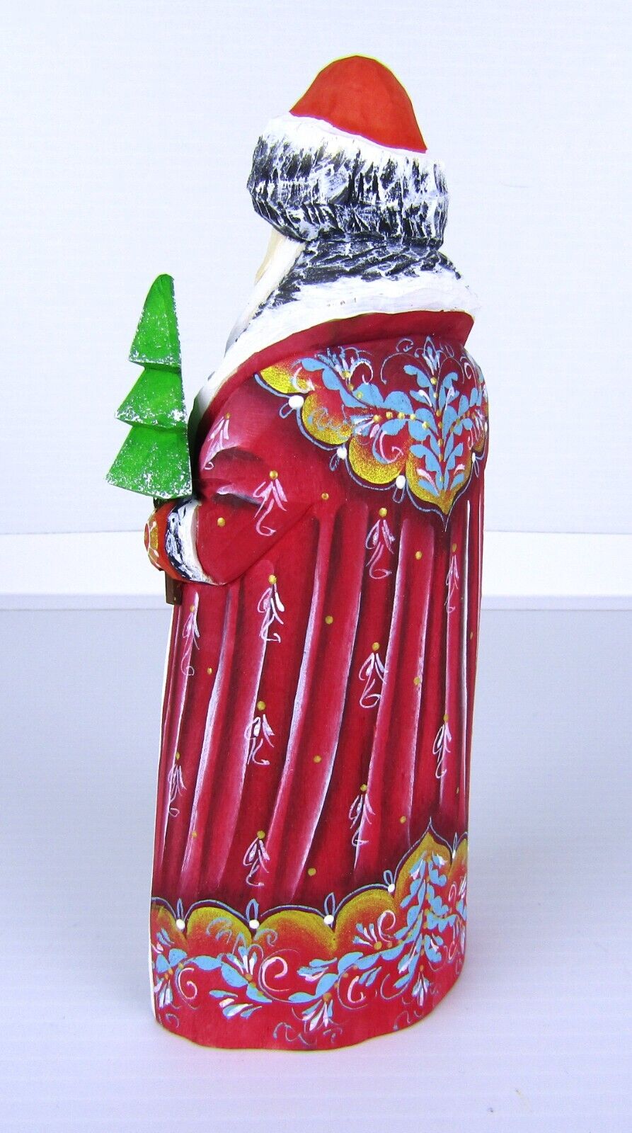6" Russian Carved Santa Claus Red Figure Tree Staff Hand Made Linden Christmas Без бренда - фотография #3