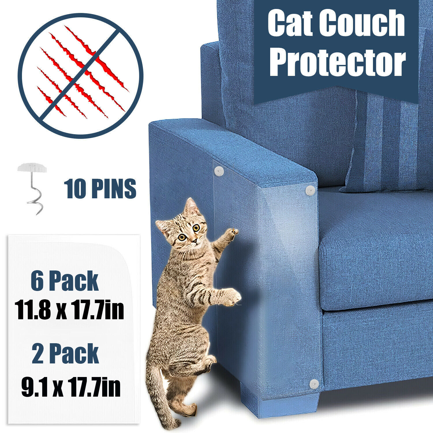 8PC Cat Furniture Scratch Guards Couch Protector Anti-Scratch Deterrent Pad Tape isYoung Scratching Board/Mat