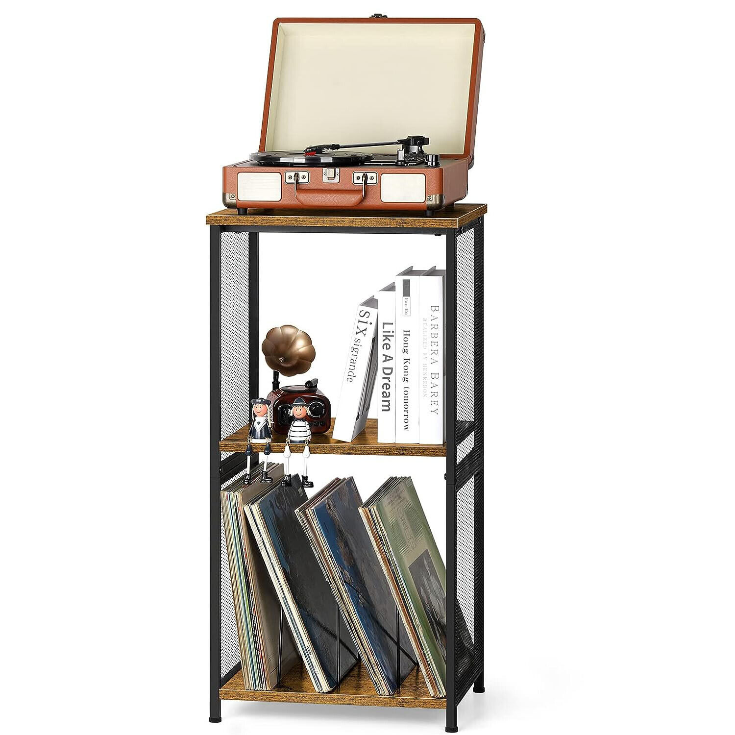 Multifunctional Retro Wooden Record Player Stand Storage Table Display Shelf Unbranded Does Not Apply
