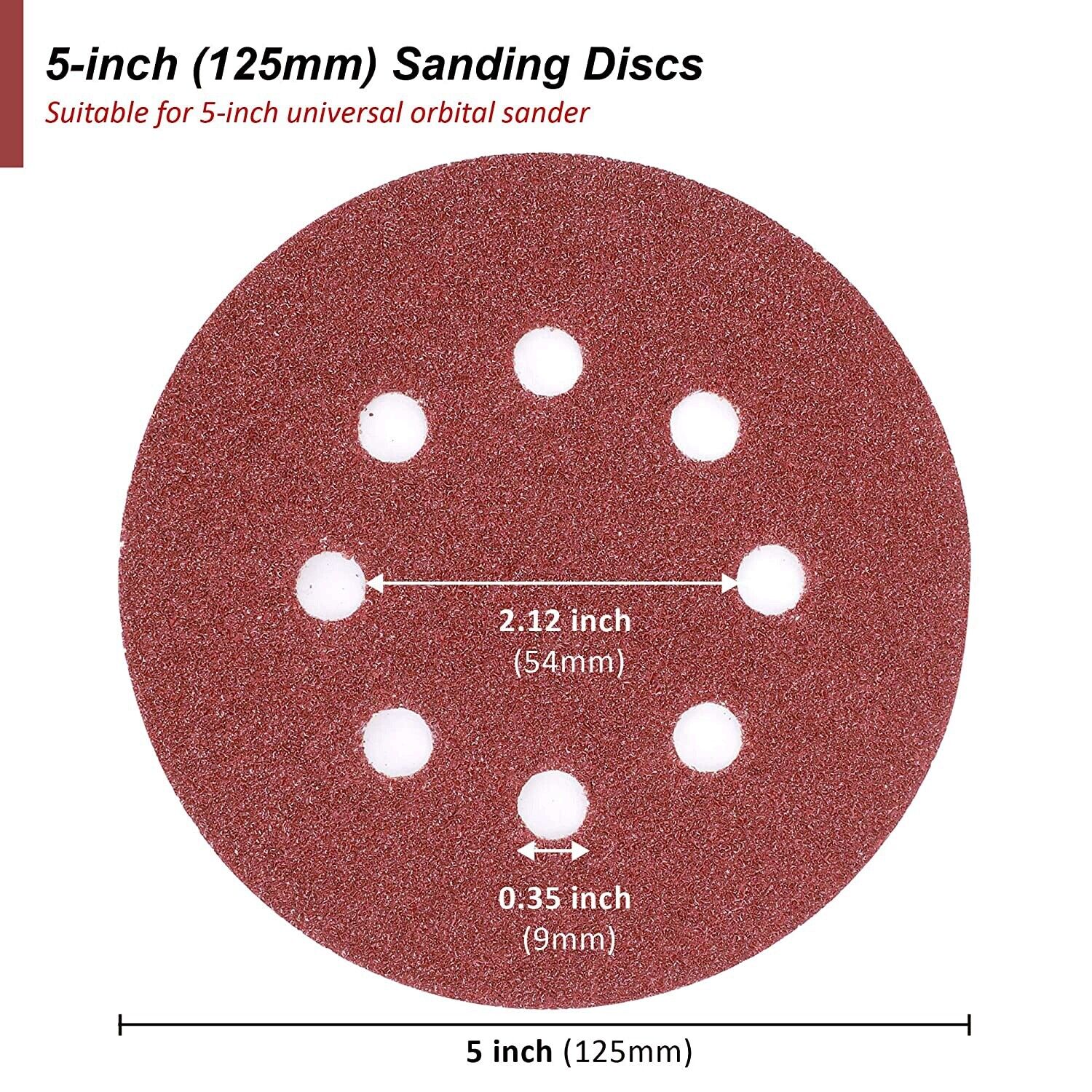 150PC 5 inch Sanding Discs 60-600 Grit Hook Loop 8-Hole Orbital Sander Sandpaper Selead Does Not Apply - фотография #3