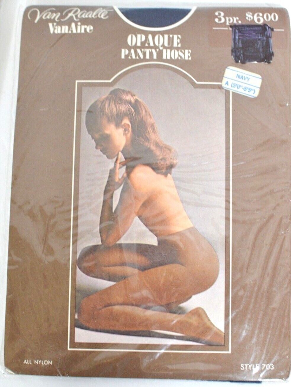 3 Vintage Pantyhose Van Raalte VanAire/Casual Corner Navy Size A Opaque Silky Van Raalte - фотография #5