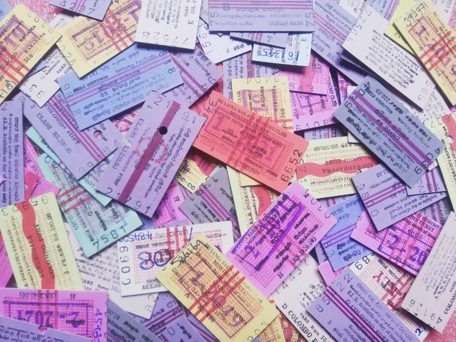 Used Sri Lanka Different 1000 Railway Train Tickets For Collectors Old Edmonson Без бренда - фотография #2