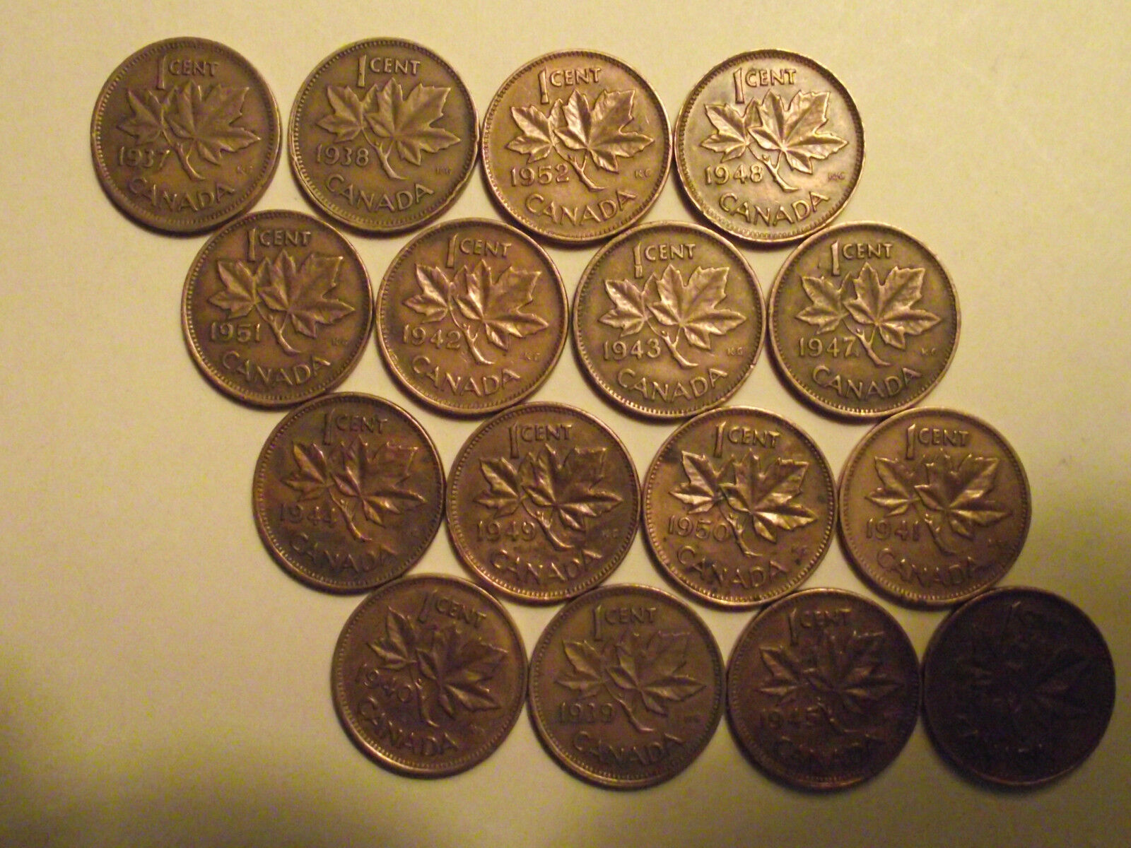 #3656 Canada; 1937-1952 Cents FULL RUN, King George VI 16 Count Lot Без бренда