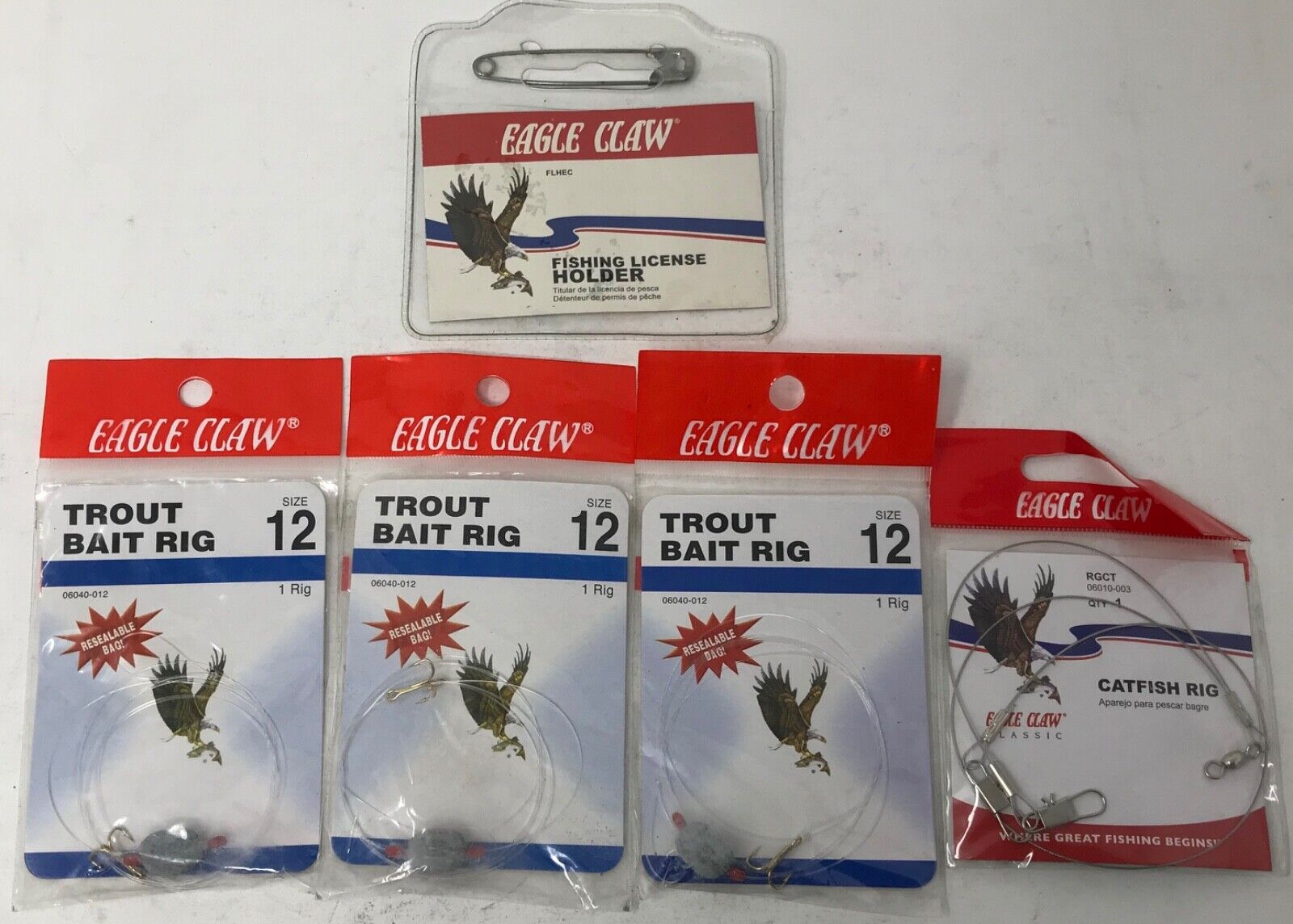 Eagle Claw Size 12 Trout Bait Rigs (3) + 1 Catfish Rig + Free Item  Eagle Claw Does Not Apply