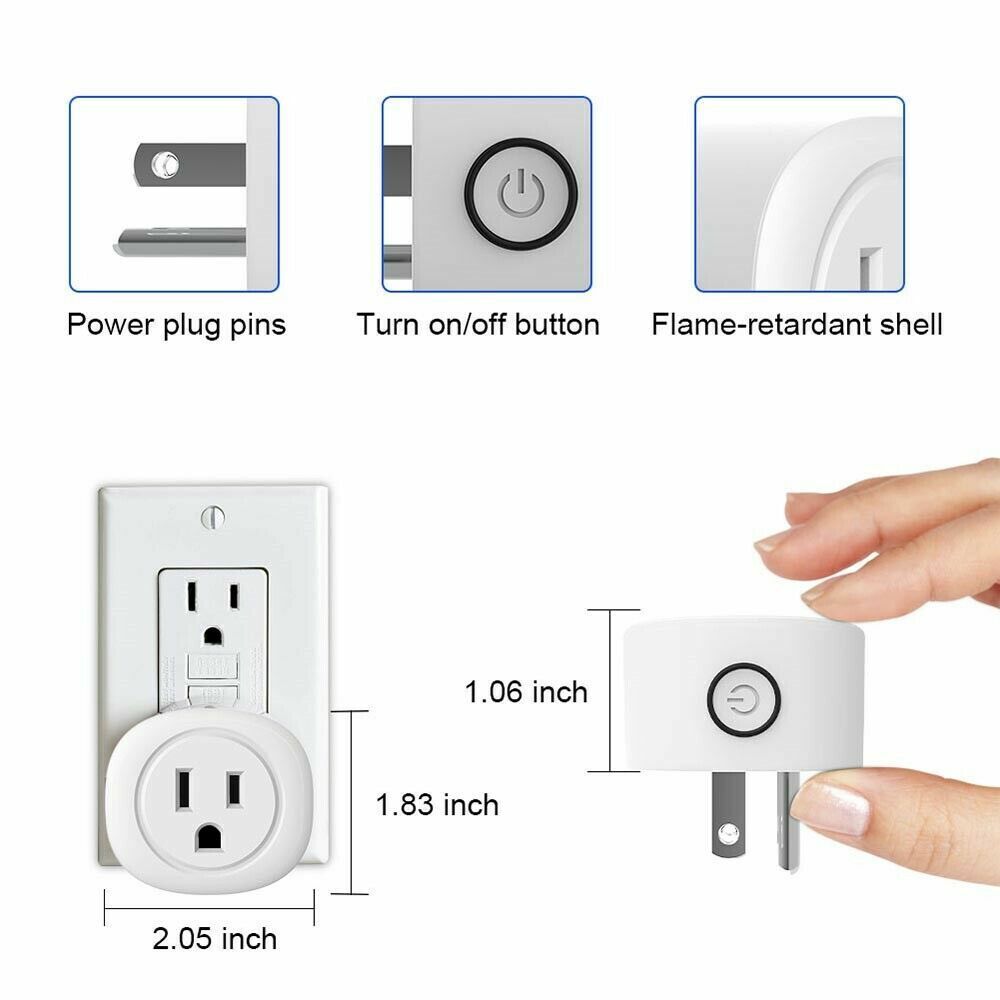 4 Pack Wifi Smart Plug Outlet Phone Remote Control Socket Timer Alexa Google US Kootion Does not apply - фотография #7