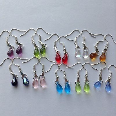 Wholesale 10 Pairs Beautiful Czech Teardrop Glass Girl Earrings Silver P Jewelry Unbranded